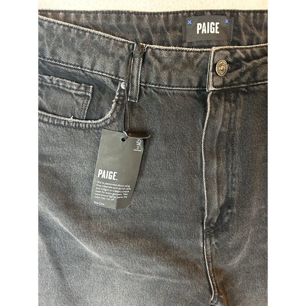NWT Paige High Rise Noella Black Relaxed Straight Leg 5-Pocket Jeans Sz 32 - Picture 3 of 10